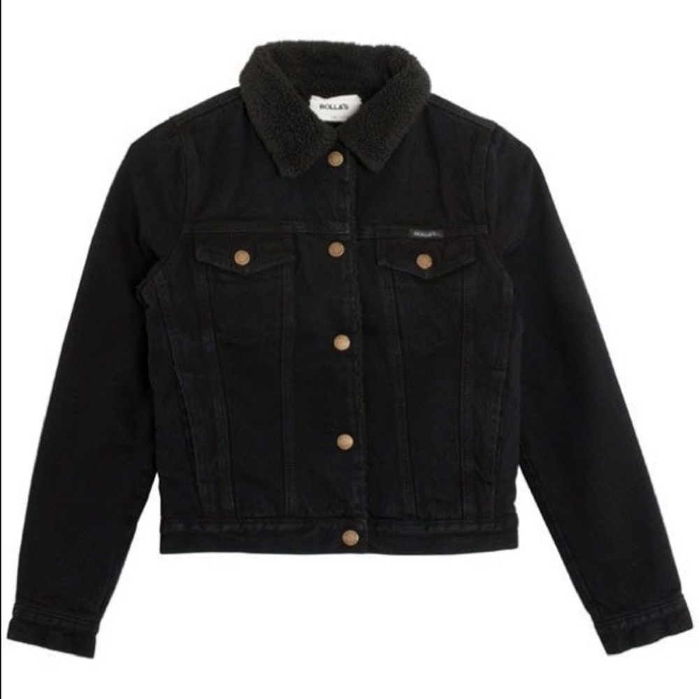 Rolla’s Black Sherpa-lined denim jacket
